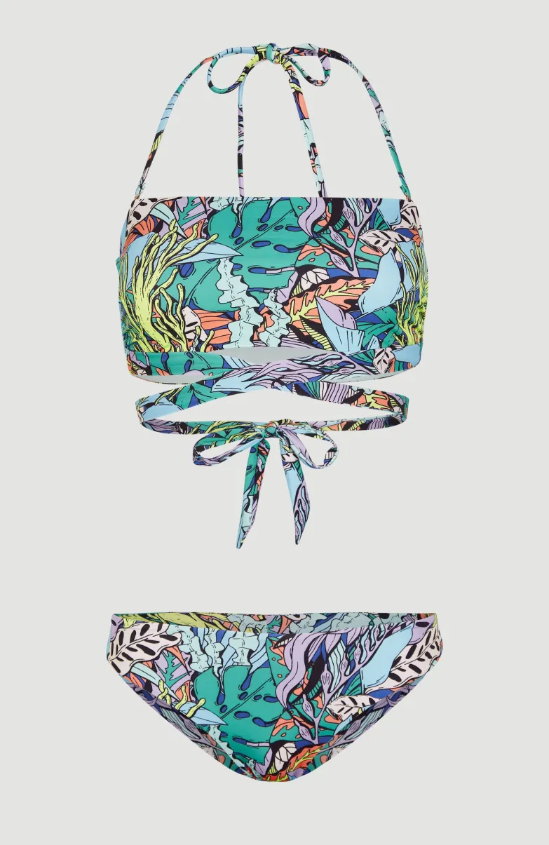 Bikini Jen - Maoi Bandeau | Blue Comic Seaweed