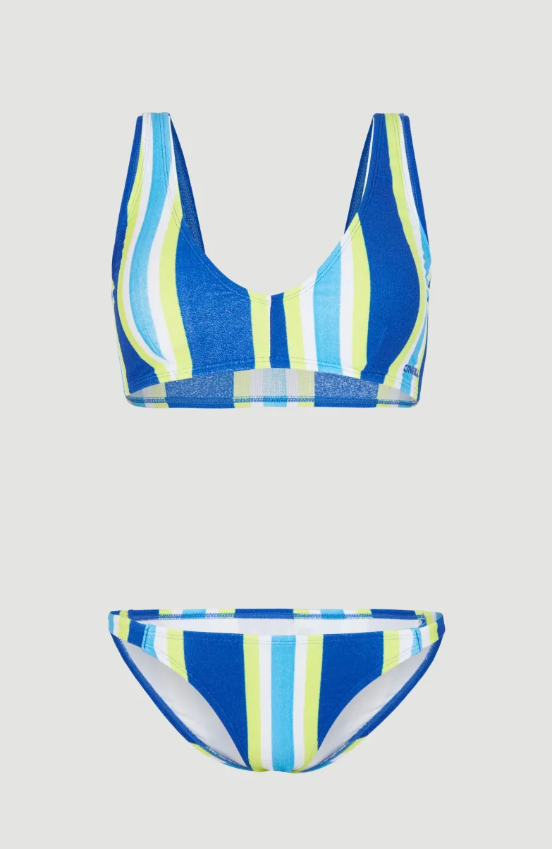 Bikini Terry Lucia Longline Triangle | Blue Towel Stripe