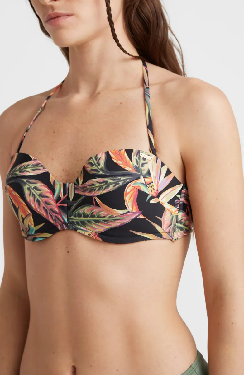 Bikinitop Havaa Mould Wire Bandeau | Black Tropical Flower