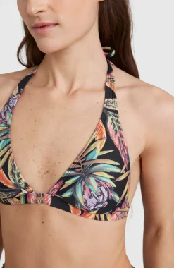 Bikinitop Marga Halter | Black Tropical Flower