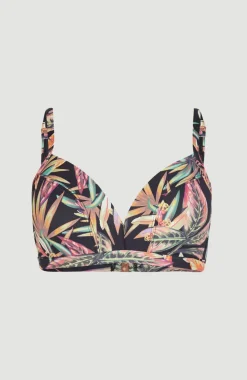 Bikinitop Panama Mould Wire Bra | Black Tropical Flower