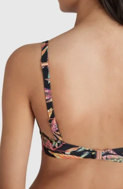 Bikinitop Panama Mould Wire Bra | Black Tropical Flower