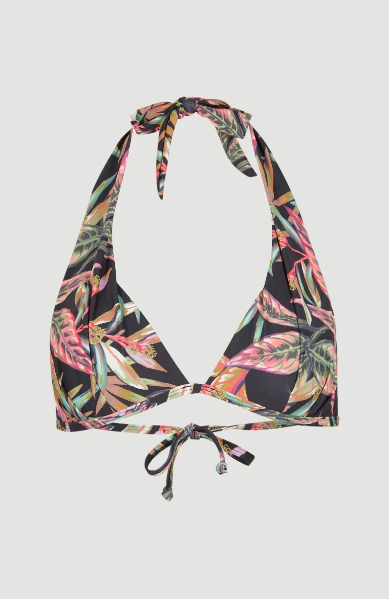 Bikinitop Sao Mix Mould Halter | Black Tropical Flower