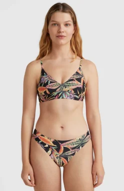 Bikinitop Wave Bralette | Black Tropical Flower