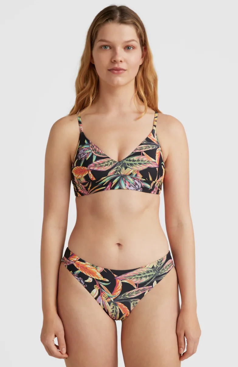 Bikinitop Wave Bralette | Black Tropical Flower