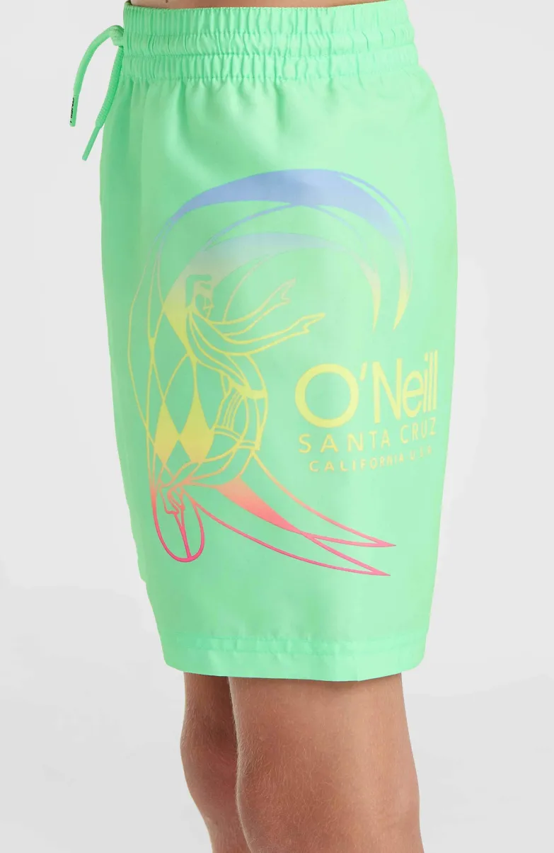 Circle Surfer 14" Zwembroek | Neon Green Circle Surfer Gradient Panel