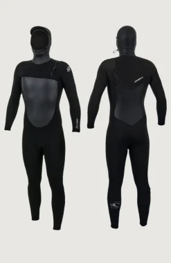Epic 6/5/4mm Chest Zip Full Wetsuit With Hood | BLACK/BLACK