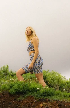 Hike Ribbed High-Waist Short | Blue Minimal Camo