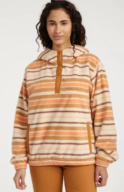 Hoodie Superfleece Met Halve Rits | White Crossover Stripe