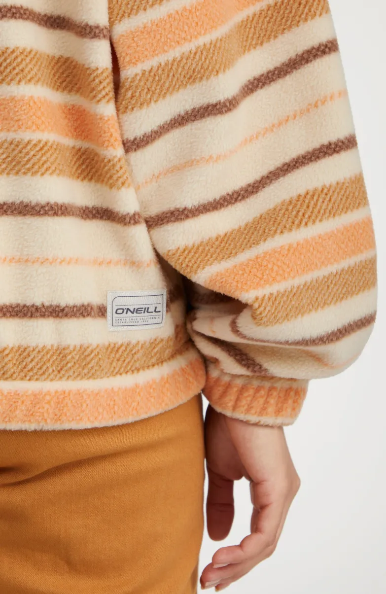Hoodie Superfleece Met Halve Rits | White Crossover Stripe