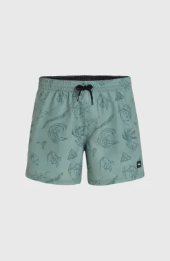 Mix And Match Cali Print 15'' Zwembroek | Green Vintage Surfer