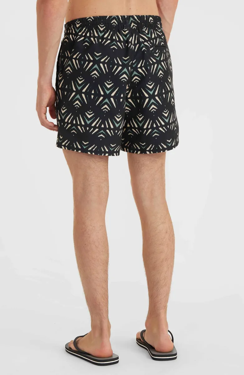 Mix And Match Cali Print 15'' Zwembroek | Black Fade IKAT