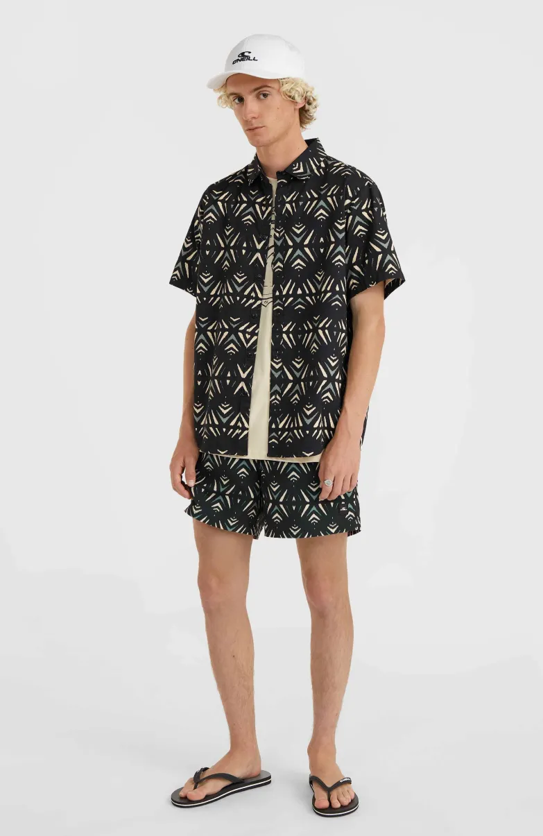 Mix And Match Cali Print 15'' Zwembroek | Black Fade IKAT