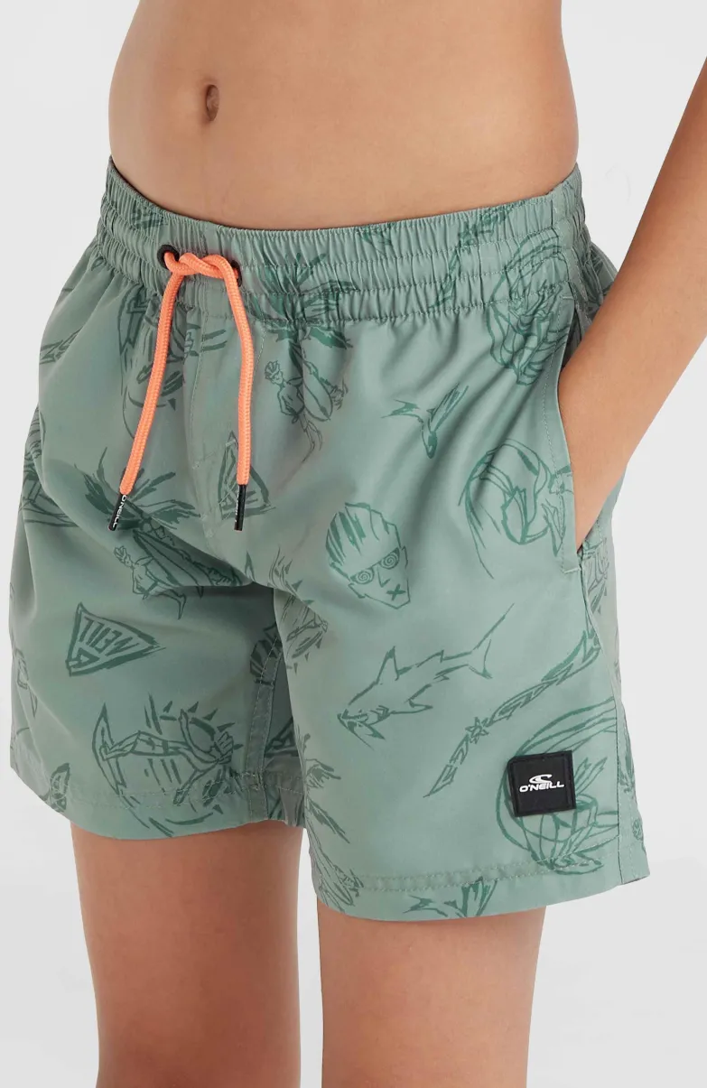 Mix And Match Cali Print 13'' Zwembroek | Green Vintage Surfer