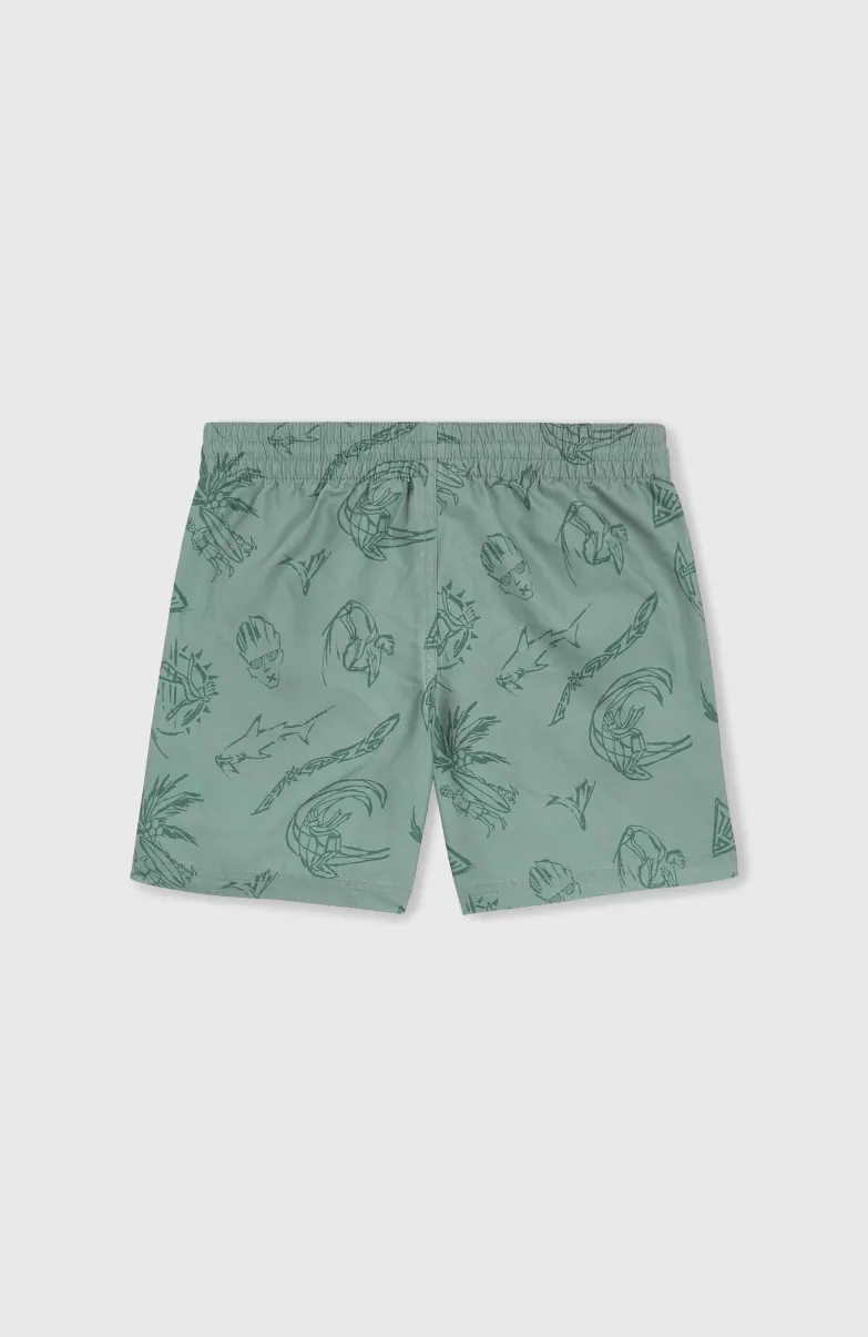 Mix And Match Cali Print 13'' Zwembroek | Green Vintage Surfer
