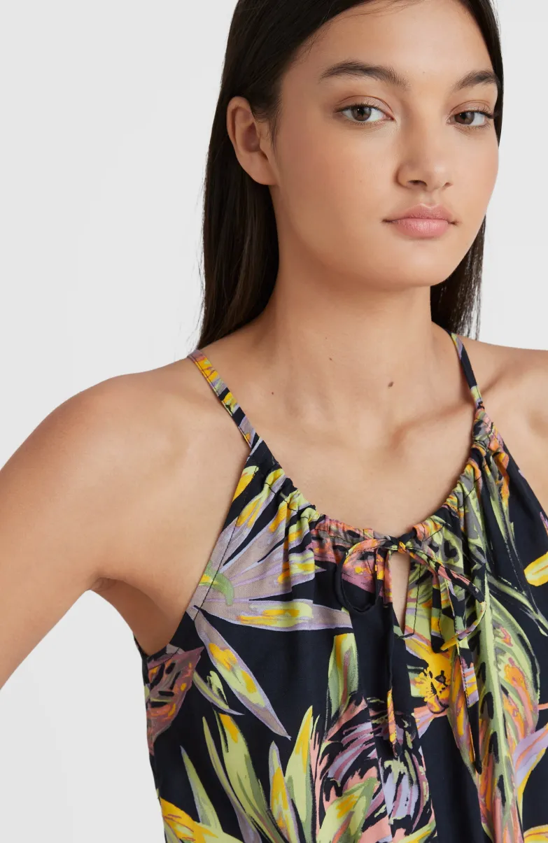 Playsuit Leina | Black Tropical Flower