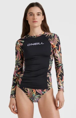 Shirt Anglet Met Lange Mouwen En Beschermingsfactor UPF 50+ | Black Tropical Flower