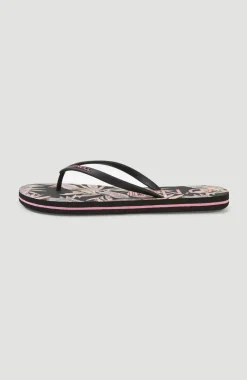 Slippers Profile Graphic | Black Tropical Flower