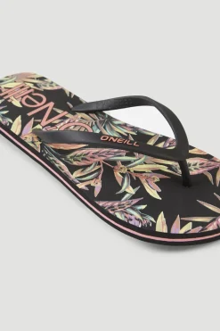 Slippers Profile Graphic | Black Tropical Flower