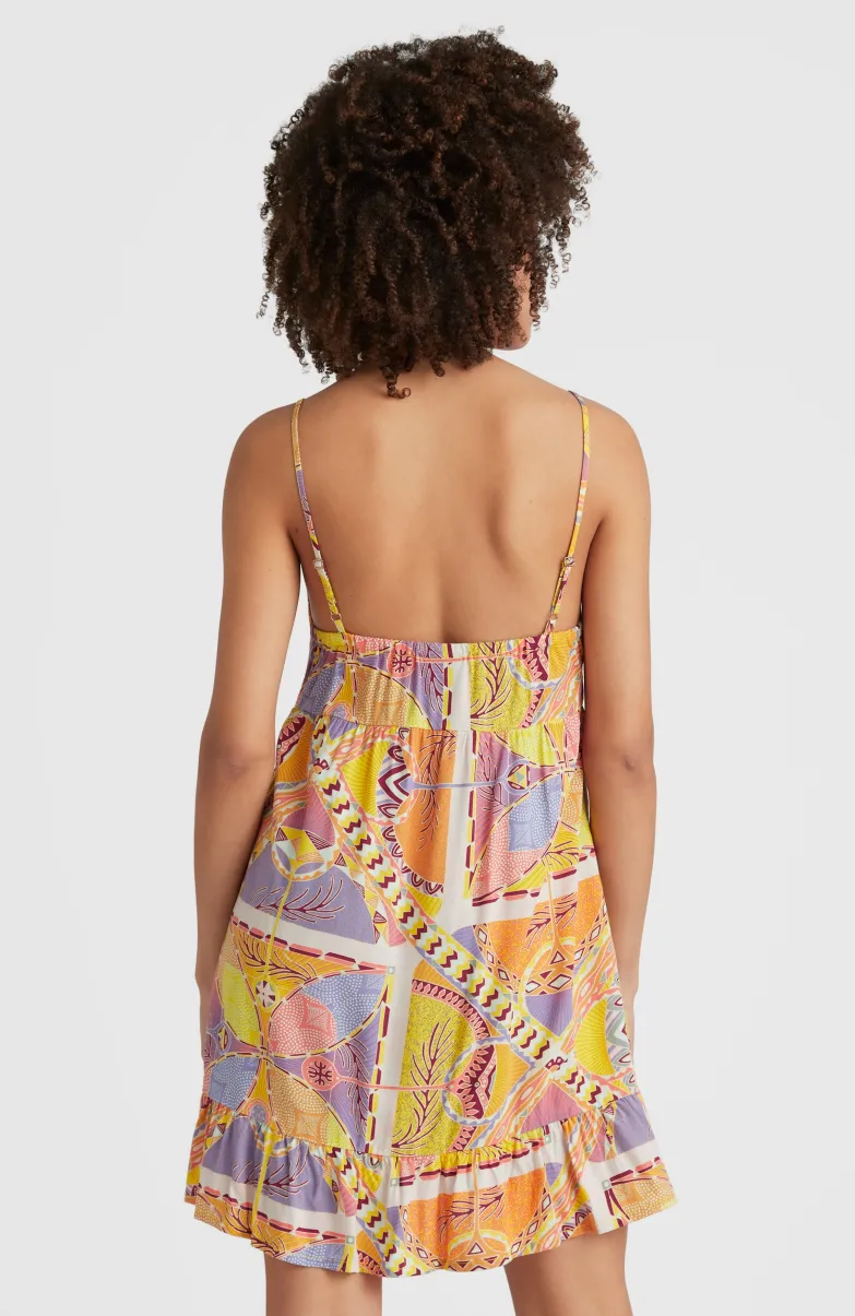 Strandjurk Malu | Yellow Scarf Print