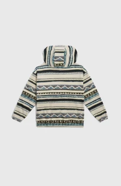 Superfleece Hoodie Met Halve Rits | Grey Ikat Stripe
