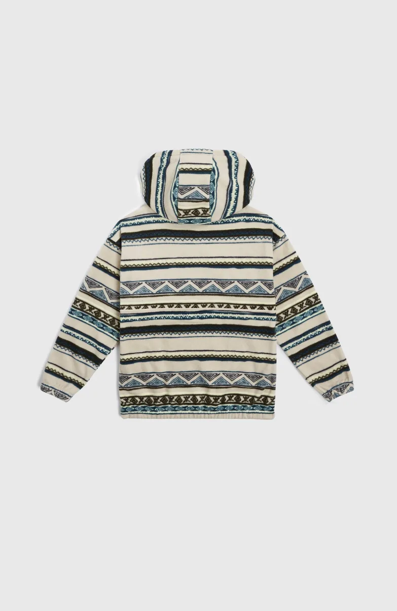 Superfleece Hoodie Met Halve Rits | Grey Ikat Stripe