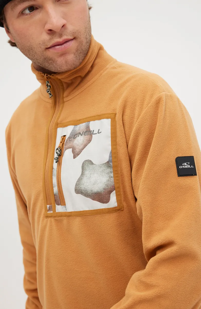 Trui Utility Light Fleece Met Halve Rits | Rich Caramel