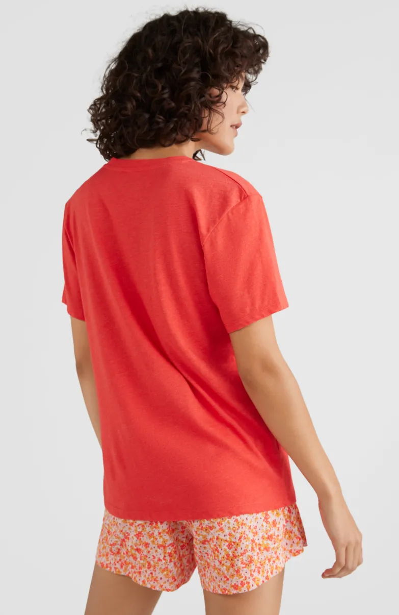 T-shirt Essentials Met V-hals | Sunrise Red