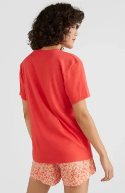 T-shirt Essentials Met V-hals | Sunrise Red