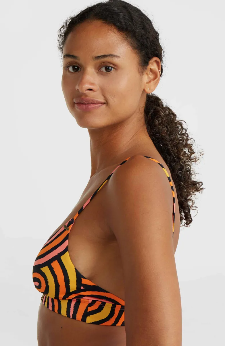 Wave Crop Bikinitop | Orange Rainbow Stripe