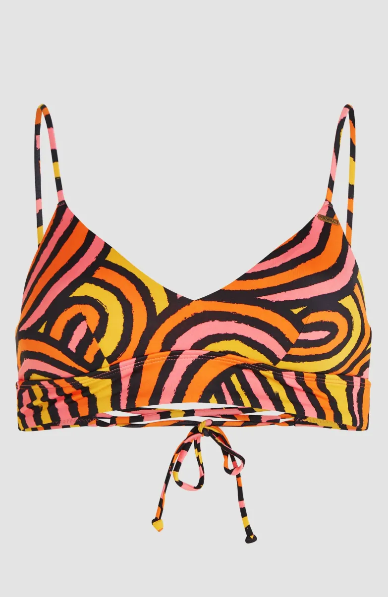 Wave Crop Bikinitop | Orange Rainbow Stripe