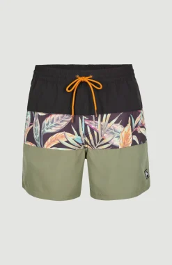 Zwemshort Cali Block 15'' | Black Tropical Flower