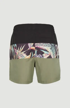 Zwemshort Cali Block 15'' | Black Tropical Flower