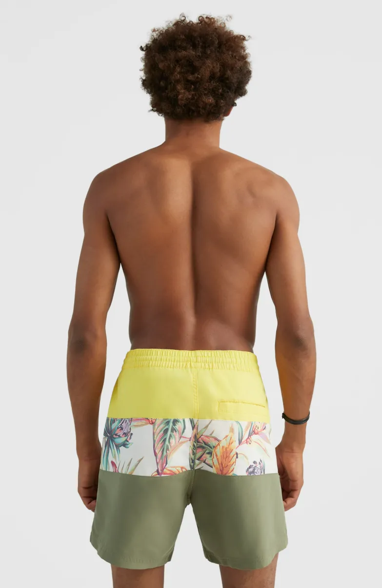 Zwemshort Cali Block 15'' | White Tropical Flower