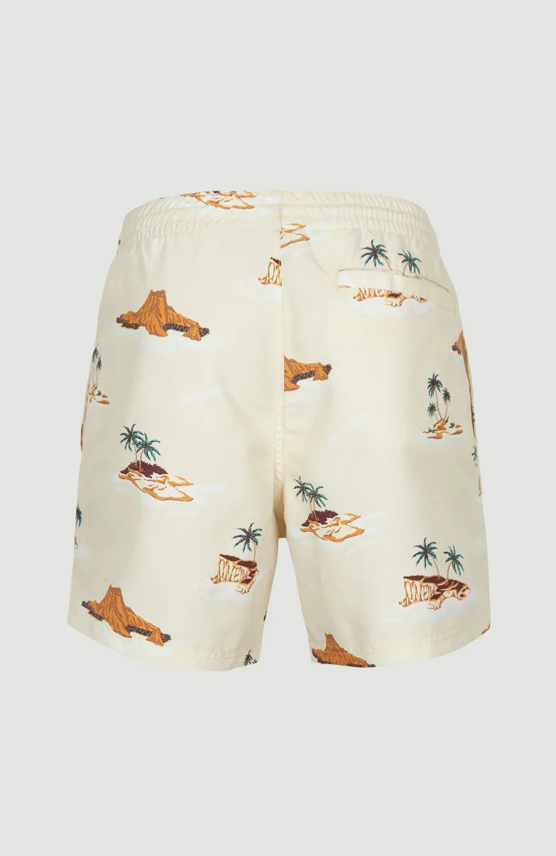 Zwemshort Cali Print 15'' | Beige Lost Island