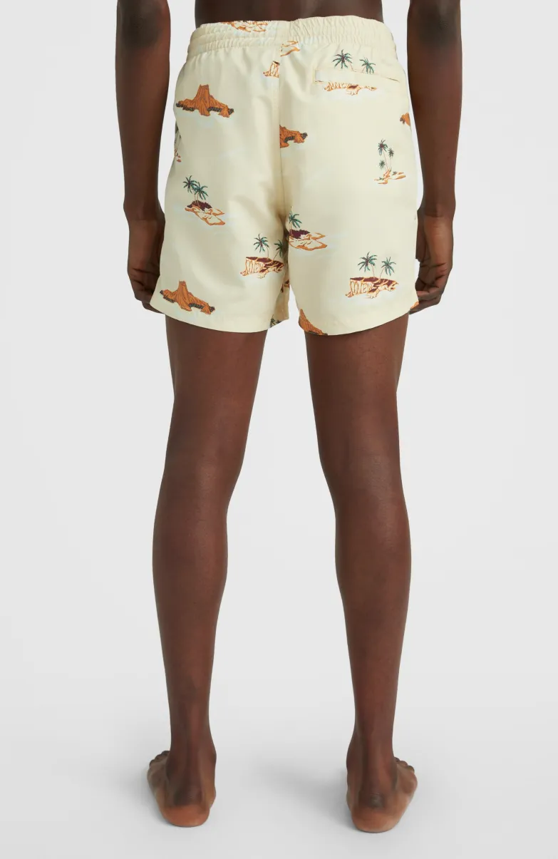 Zwemshort Cali Print 15'' | Beige Lost Island