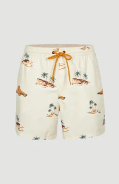 Zwemshort Cali Print 15'' | Beige Lost Island