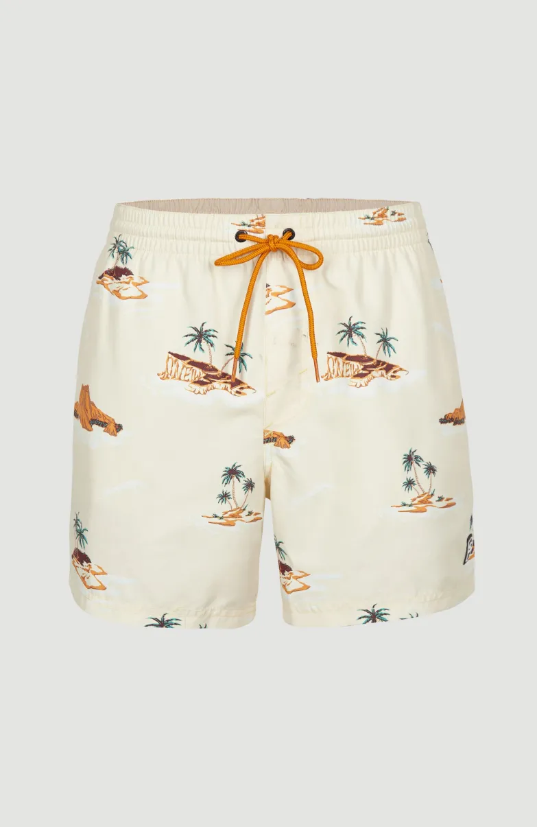 Zwemshort Cali Print 15'' | Beige Lost Island