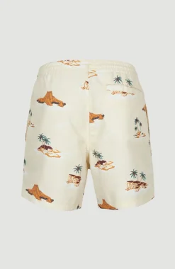 Zwemshort Cali Print 15'' | Beige Lost Island