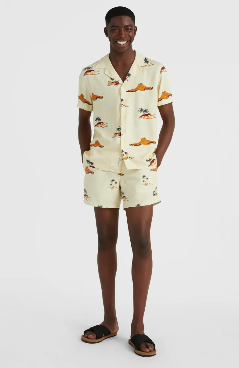 Zwemshort Cali Print 15'' | Beige Lost Island